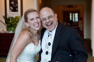 GREAT wedding picture of Amanda Weinstein and Rabbi!